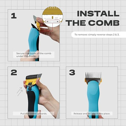 Stainless Steel A5 Wide Guide Comb – Metal Attachment for A5 Wide Blades, Compatible with Wahl KM, Andis, Oster, Heiniger – Smooth & Durable Grooming Guard (3mm / 1/8”) - size: 3mm - 1/8"