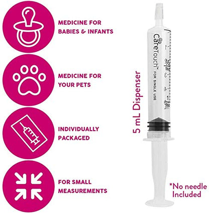 Care Touch Disposable Syringes Without Needle, Oral Dispenser, 5ml 100 Count - size: 5 ml