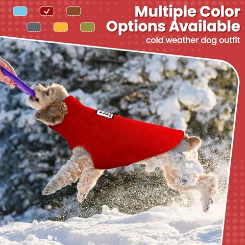 DENTRUN Reversible Dog Winter Coat, Windproof Polar Fleece Reflective Vest - color: Burgundy, size: Medium