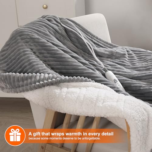 Heated Throw Blanket Electric Throw Blanket Warming Blankets for Adults - color: Light Gray, size: Throw(50"x60")