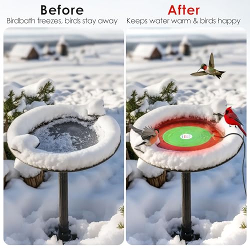60W Bird Bath Heater, Submersible De-Icer for Outdoor Winter Use, 2 Pack