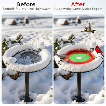 60W Bird Bath Heater, Submersible De-Icer for Outdoor Winter Use, 2 Pack