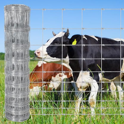 Garvee Livestock Fence, 5Ft x 328Ft Galvanized Wire Fencing, Cattle Farm Fence, Heavy Zinc Coated Deer Goat Cattle Fence for Farm Yard Livestock Protection