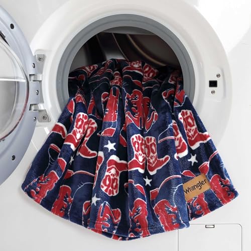 Wrangler - Soft Plush Throw Blanket for Bed & Couch, 50x70 - color: Knocking Boots Blue, size: 50" x 70"