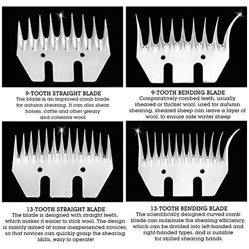 ANGGREK Stainless Steel Sheep Clippers Blade High Hardness Cutting Shearing Cutter Replacement (9 Teeth Straight Blade (+ oscillating Blade)) - size: 9 teeth straight blade (+ oscillating blade)