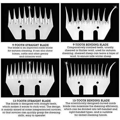 ANGGREK Stainless Steel Sheep Clippers Blade High Hardness Cutting Shearing Cutter Replacement (9 Teeth Straight Blade (+ oscillating Blade)) - size: 9 teeth straight blade (+ oscillating blade)