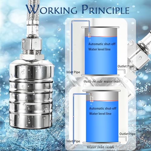 Float Valve, 304 Stainless Steel Float Valve, Automatic Water Level Control Valve - No Electricity Needed, Manual Shut Off for Water Tanks, Pools, Livestock Troughs(1/2” & 3/4” 1” Kit, Side/Top Entry)