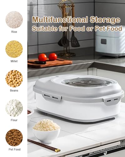 20-50 Lbs Airtight Food Storage Container Wheels,Collapsible Rice Container - color: Grey/20-50LBS