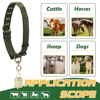 39.4 Inch Heavy Duty Adjustable Cow Collar with Anti-Lost Cow Bell - size: 39.4 Inch