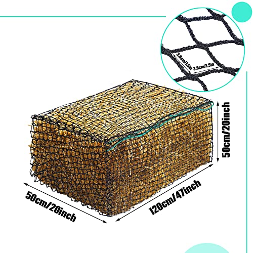 Riakrum 2 Pcs 47 x 20 x 20 Inch Large Square Bale Hay Net Horse