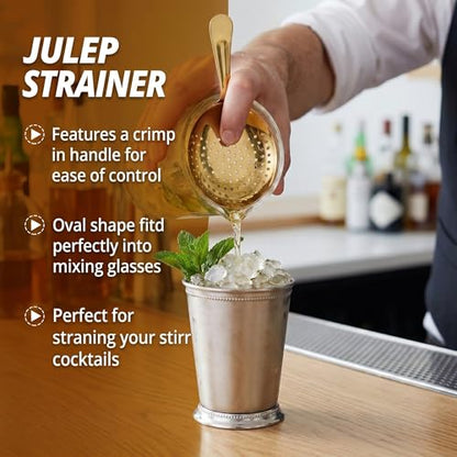 Boao 2 Pack Julep Strainers Stainless Steel Strainer Cocktail Spoon, Gold - color: Gold