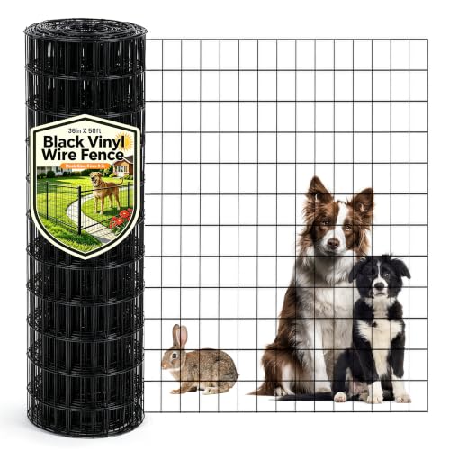 PVC Coated Welded Wire Mesh 16GA 36in x 50ft, 2x3 Mesh Black Fence Roll - color: 16GA 36''×50'