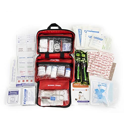 Kitgo First Aid Kit with Hospital Grade Medical Supplies, 220pcs Emergency Medical Trauma Kit, Gift for Dad Husband Great for Home, Outdoors, Office, Car, Travel, Camping, Hiking, Boating
