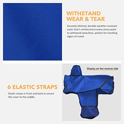 Harrison Howard Long-Lasting 6 Elastic Straps 600 Denier Waterproof Western Saddle Cover-Blue - color: Blue