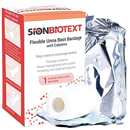Unna Boot with Zinc and Calamine – 3” x 10 Yards Flexible Compression Bandage – Moist Healing Environment – Ideal for Venous Leg Ulcers, Lymphedema, Sprains, and Skin Grafts – Pack of 3 - size: Pack of 3, style: 3" Zinc and Calamine