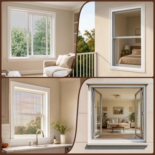 Window Screen Frame Kit,Tear Resistant Stainless Steel Mesh, 2 Sets - color: White-304, size: 46" W X 46" H (2 Pack)