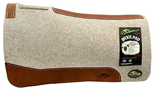The Montana 100% Extra Fine Wool Made in the USA Saddle Pad by Southwestern 3/4" or 1" Thick and Designer Wear Leather - color: Natural Leathers, size: 30" x 30": 3/4" Inch Thick