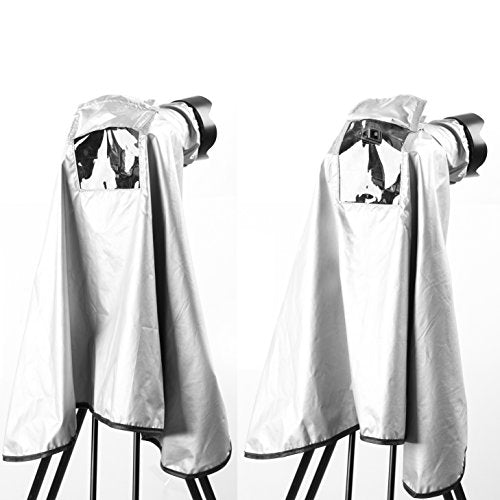 Movo CRC03 Extra-Long Camera Rain Coat Rain Cover for DSLR Cameras, Lens, and Tripod (Metallic Gray)