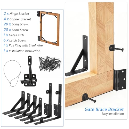 1 Set Anti Sag Gate Kit Gate Hardware Heavy Duty Fence Gate Kit No Sag Corner Brace Bracket for Wooden Fence with Self-Locking Gate Latch - size: 1 Set