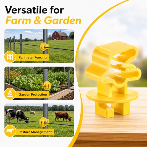 T Post Insulators Electric Fence 200 Pcs Standard Snug-Fitting T-Post Clips Holding Insulators for Agricultural and Ranchers