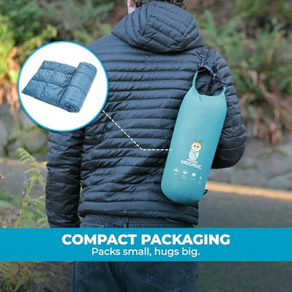 Puffy Blanket for Cold Weather - Down Camping Blanket with Sustainable Insulation, Lightweight & Warm Outdoor Camping Quilt, Water-Resistant, Compact & Packable - color: Baltic