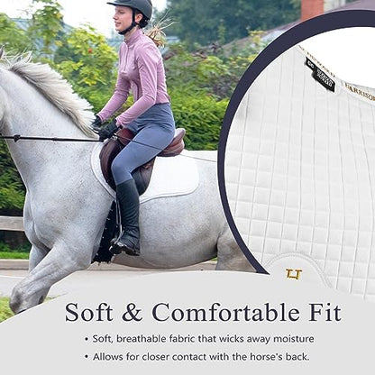 Harrison Howard Close Contact Saddle Pad Non-Slip Suede Outer Perfect for Use with Jumping Saddles - color: White