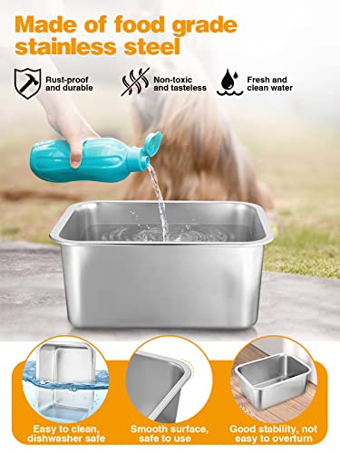 MEWTOGO 3 Gallons Extra Large Capacity Food Grade Stainless Steel Dog Bowls - size: 3 Gal