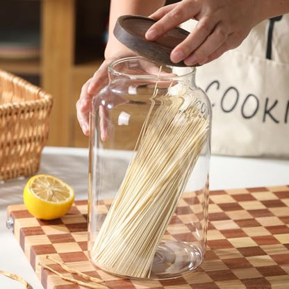 2-Pack 41oz Glass Food Storage Jars with Airtight Wooden Lids - color: 2-Pack-41 oz