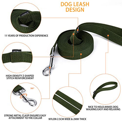 Strong Durable 10ft Nylon Dog Training Leash, 1 Inch Wide Traction Rope, for Small and Medium Dog (Military Green, 10 Feet) - color: Military green, size: 10 Feet