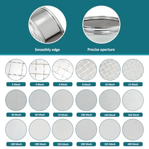 Full 304 Stainless Steel Mesh Sieve Screen, LVDALAB 16 Mesh(1.18mm) Aperture, 2.4inch(6CM) Dia Standard Sample Analysis Test Sieves Sifters Strainer for Industrial Laboratory Homes - size: 16 Mesh(1.18mm)/Ф2.4in(6CM)