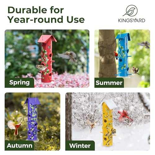 Kingsyard Metal Bird Feeders for Outdoors Hanging, Tube Bird Feeder - color: Yellow