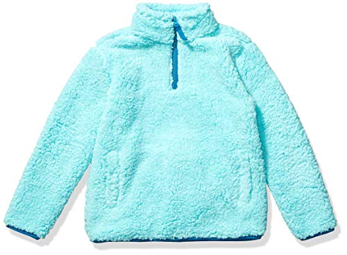 Amazon Essentials Girls' Long Sleeve Sherpa Fleece Quarter-Zip Pullover Jacket, Insulated - color: Aqua Blue, size: X-Small