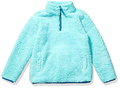Amazon Essentials Girls' Long Sleeve Sherpa Fleece Quarter-Zip Pullover Jacket, Insulated - color: Aqua Blue, size: X-Small