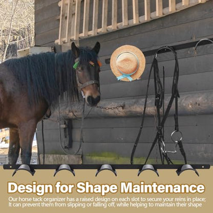 Aliceset 2 Pcs Horse Bridle Rack Wall Mount Metal 5 Spot Bridle Rack Horse Tack Organizer Rounded Tack Hook Space Saving Storage for Barn Room Halter Headstall Supplies Black