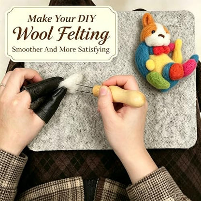 Wool Needle Felting Pad, Felting Mat, Wool Art Block Supplies, 10x8x1 inch | Needled Felt Mat Block,Thick and Firm Base, Includes 1 Pair of Leather Finger Guards,Needle Felting Block for beginners Adult - size: 10inch*8inch