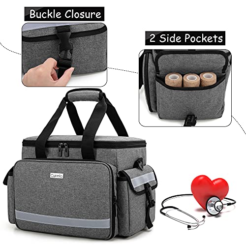 CURMIO Empty First Aid Kits Case for Home Health Care and Trauma Kits, Gray - color: Gray