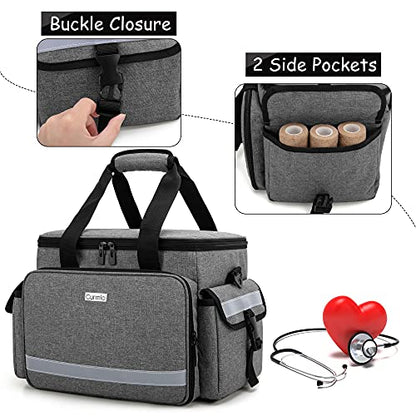 CURMIO Empty First Aid Kits Case for Home Health Care and Trauma Kits, Gray - color: Gray
