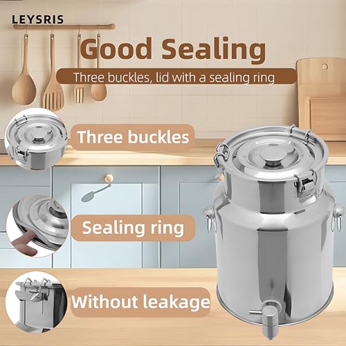 304 Stainless Steel Beverage Dispenser with Spigot, 10L/2.64 Gal 304 Milk Can Drink Dispenser with Sealed Lid & Handle, for Iced Tea, Water, Milk, Wine, Juice, Home Kitchen, Cafes, Restaurants - size: 10L/2.64Gal