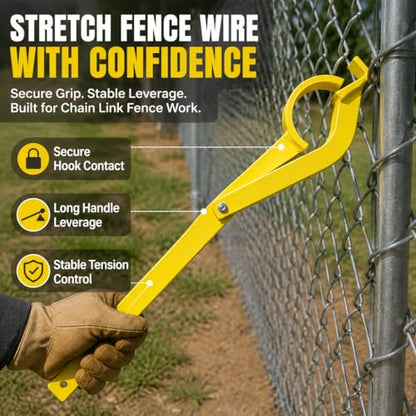 16.54 Inch Fence Wire Stretcher Tool, Heavy-Duty Carbon Steel Barbwire Fence Splicer Tightener, Manual Chain Link Fence Repair Stretcher for Barbed Wire, Electric Fence, Garden & Farm Pasture - size: Item Length: 16.54 Inch