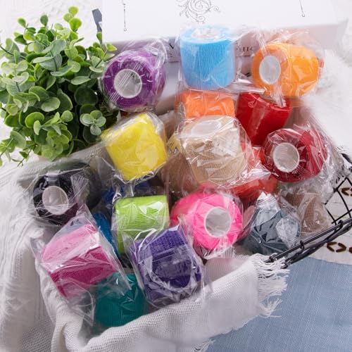 BQTQ 168 Rolls Elastic Adhesive Tape 2 Inch Self Adherent Stretch Bandages - color: Rich Colors, size: 2 Inch