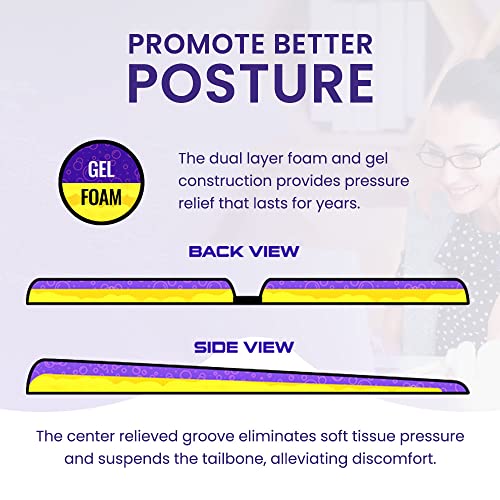 GSeat Ultra Orthopedic Gel and Foam Seat Cushion (Gray) – for Coccyx, Back, Tailbone, Prostate, Postnatal, and Sciatica Pain/Discomfort – Office, Car, Chair, Travel - color: Gray