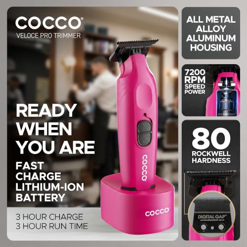 Cocco Hyper Veloce Pro Trimmer, Digital Gap Graphene Blade Edger - color: Pink