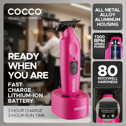 Cocco Hyper Veloce Pro Trimmer, Digital Gap Graphene Blade Edger - color: Pink