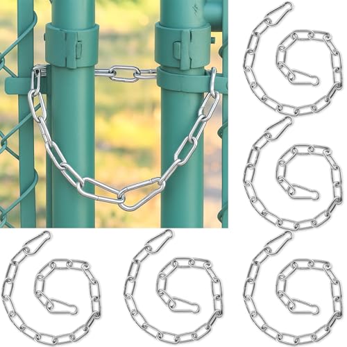 6 Pack Gate Chain Lock,Stainless Steel Link Chains with Both-Ended Carabiner, Heavy Duty Adjustable Barn Chain for Livestock Gate, Outdoor Fence, Pet Cage, Garden Yard Farm (20inch,Silver) - color: Sliver, size: 20inch