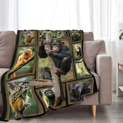 Monkey Blanket Chimpanzee Animal Throw Blankets 50"x40" - color: Monkey, size: 50"x40"