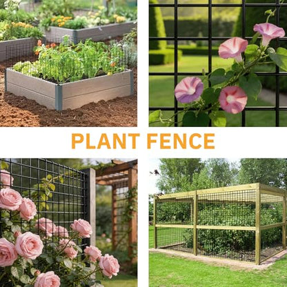 PVC Coated Welded Wire Fencing,2"x2" 14GA Coated (16GA Bare),60inch H x 100ft L Garden Wire Fence Roll,2/3/4/5/6ft Tall x 100 ft Long Vinyl Coating Metal Wire Mesh for Yard,Farm,Dog,Vegetable - color: Black, size: 14GA 2x2 60"x100'