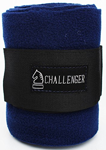 CHALLENGER 10ft Horse Grooming Leg Polo Wrap Set of 4 Soft Fleece 95R - color: Navy Blue