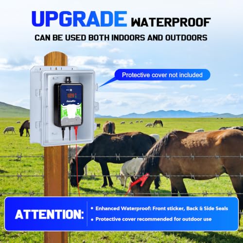 12KV DC AC Powered Electric Fence Charger, 15 Miles 4 Joules Pulse - color: Blue