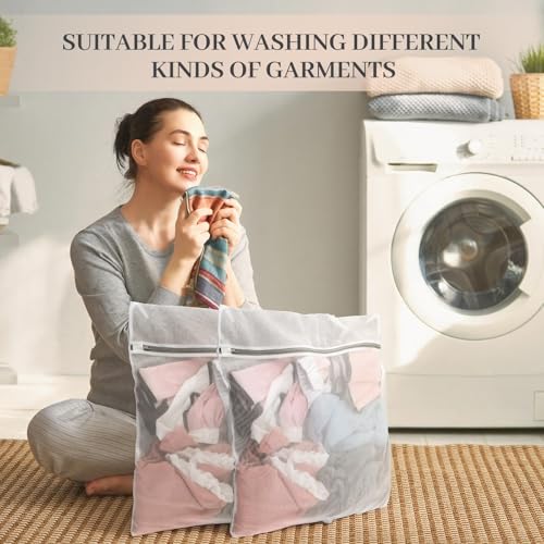 Nuenen 36 Pcs Mesh Laundry Wash Bags with Zipper Machine Washable Lingerie Bags for Washing Delicates Clothes Garment Underwear Blouse Hosiery Socks Travel (23 x 23 Inches,Gray) - color: Gray, size: 23 x 23 inches