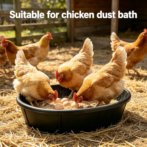 5 Pack Rubber Feed Pan, 12 Quart/3 Gallon Large Capacity Livestock Feeding Pan, Heavy Duty Durable Farm Feeding Tub for Horse, Goat, Pig, Dog and Poultry, Farm Supplies, Black